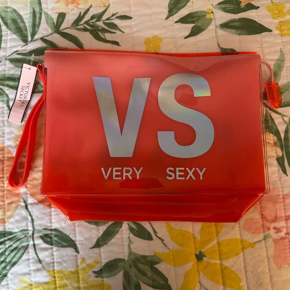 Victoria's Secret Orange Very Sexy Cosmetic Travel Wristlet Bag NWT
